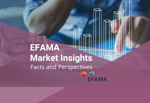 EFAMA Market Insights Purple Banner finger pointing at a virtual statistical chart