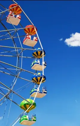 Ferris wheel against a blue sky