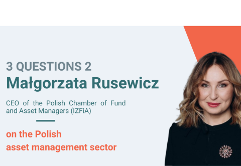 Banner advertising the 3 questions 2 with a picture of Malgorzata Rusewicz
